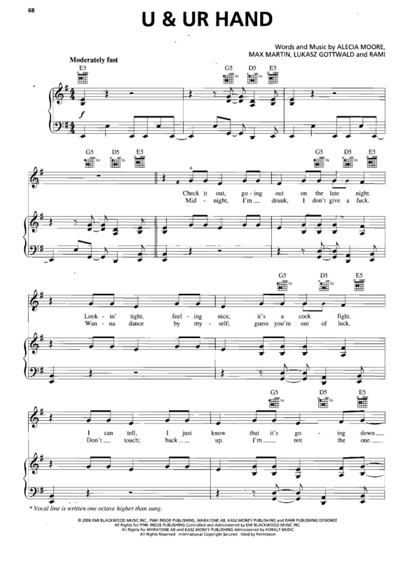 Partitura da música U and Ur Hand