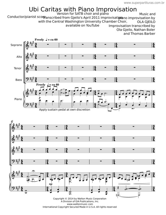 Partitura da música Ubi Caritas – Ola Gjeilo v.3