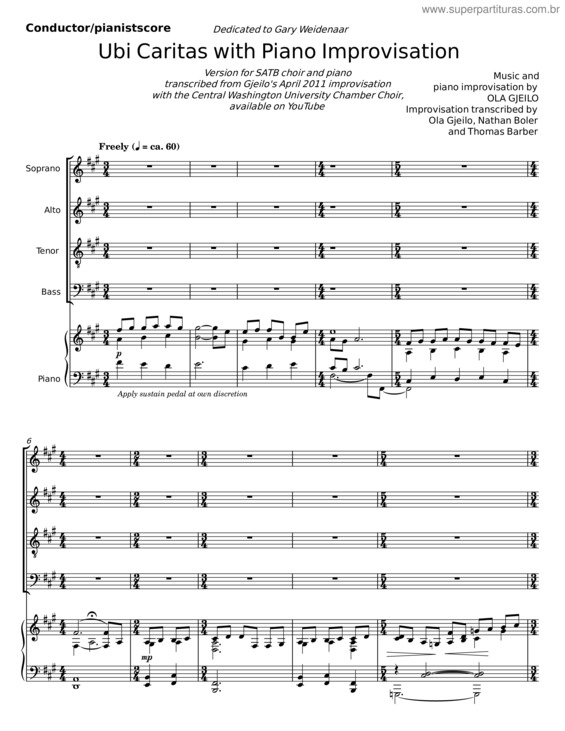 Partitura da música Ubi Caritas With Piano Improvisation – Ola Gjeilo