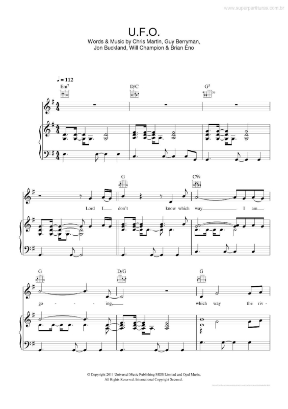 Partitura da música UFO