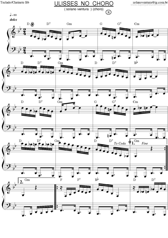 Partitura da música Ulisses no Choro