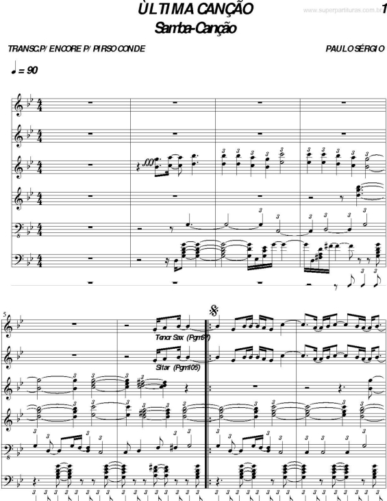 Partitura da música Última Canção v.2