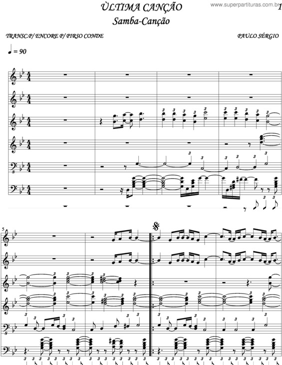 Partitura da música Ultima Canção v.3