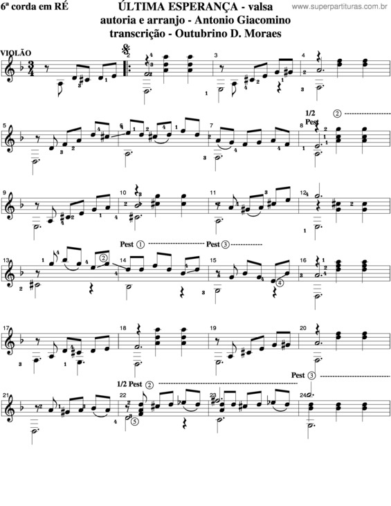 Partitura da música Última Esperança v.2