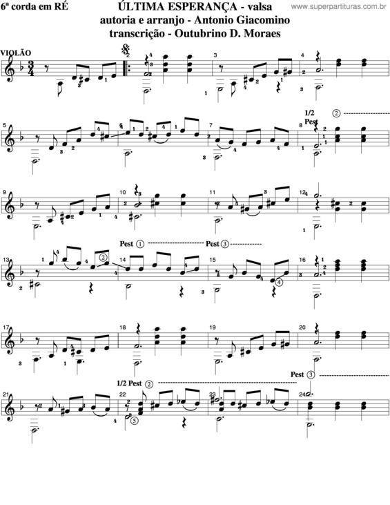 Partitura da música Última Esperança v.2