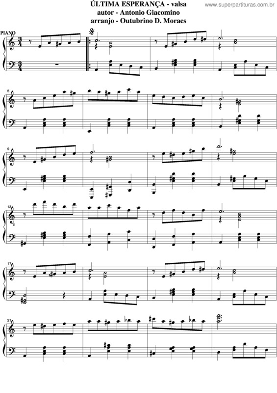Partitura da música Ultima Esperança v.5