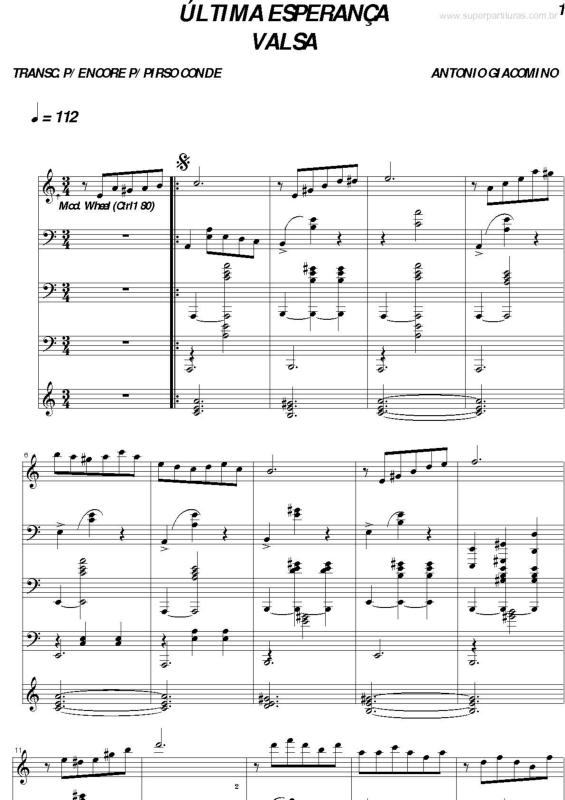 Partitura da música Última Esperança