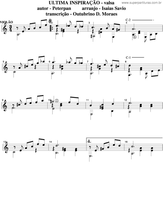 Partitura da música Última Inspiração v.3