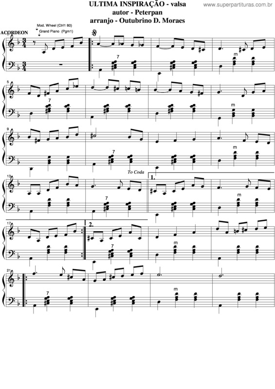 Partitura da música Ultima Inspiração v.6