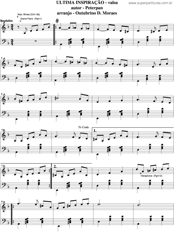 Partitura da música Ultima Inspiração v.7