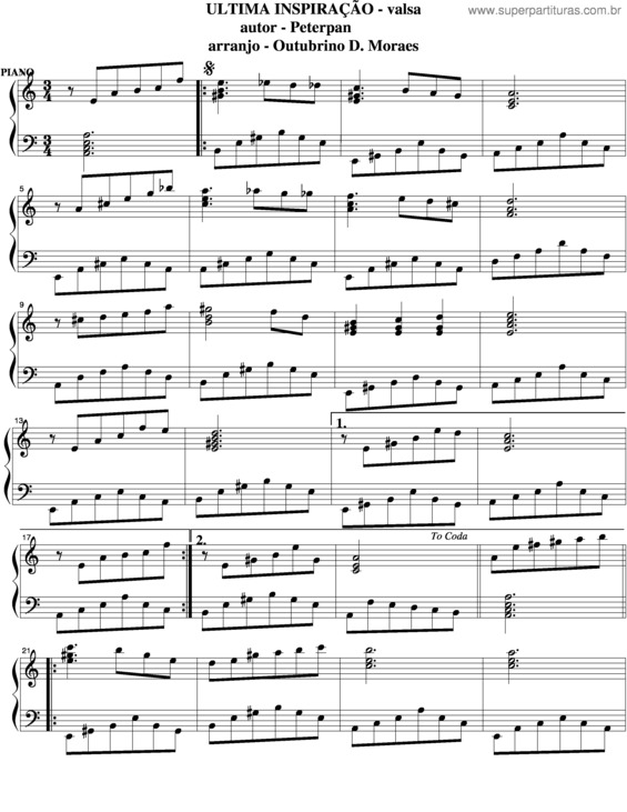 Partitura da música Ultima Inspiração v.8