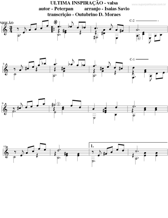 Partitura da música Última Inspiração