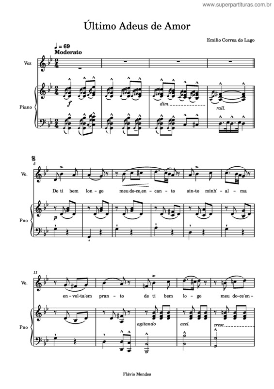 Partitura da música Último Adeus De Amor – Emilio Correa Do Lago