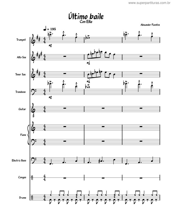 Partitura da música Ultimo Baile – Alexander Fuentes