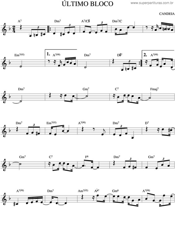 Partitura da música Último Bloco