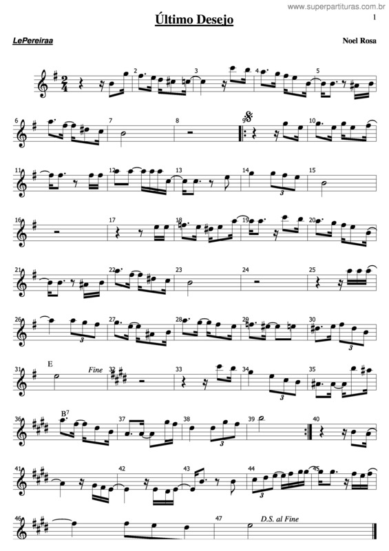 Partitura da música Último Desejo v.2