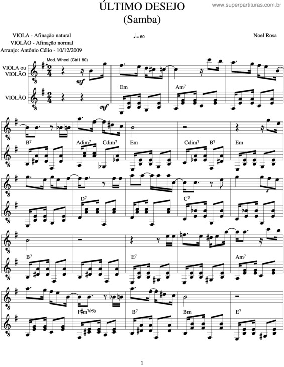 Partitura da música Último Desejo v.4