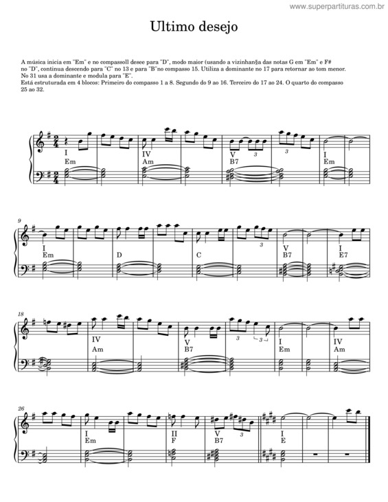 Partitura da música Último Desejo v.8