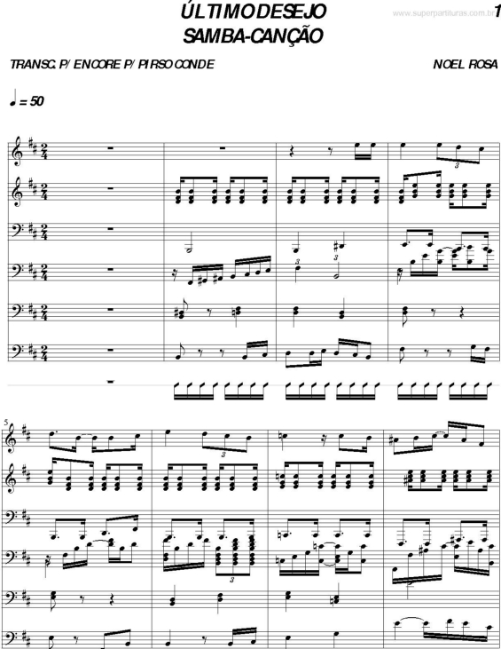 Partitura da música Último Desejo