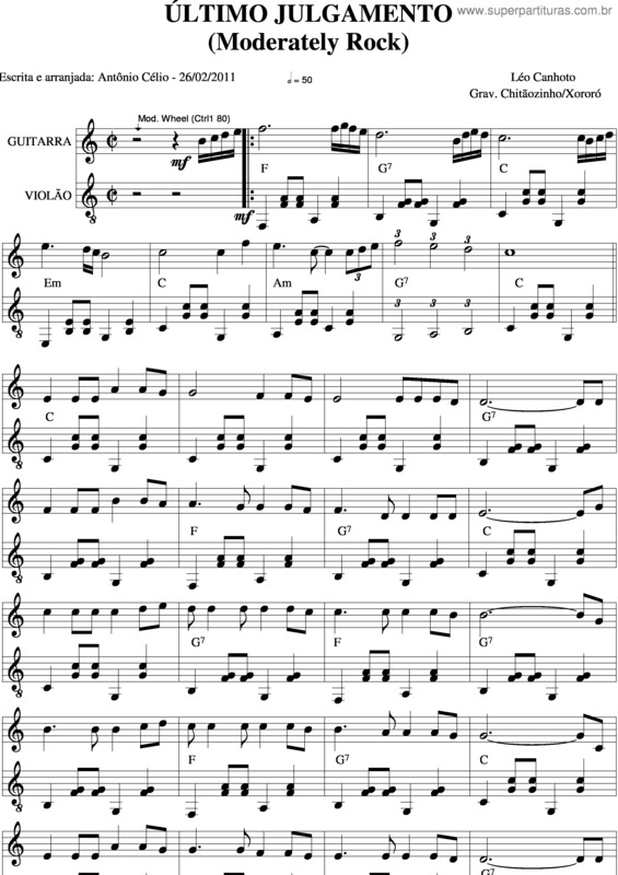 Partitura da música Último Julgamento v.2