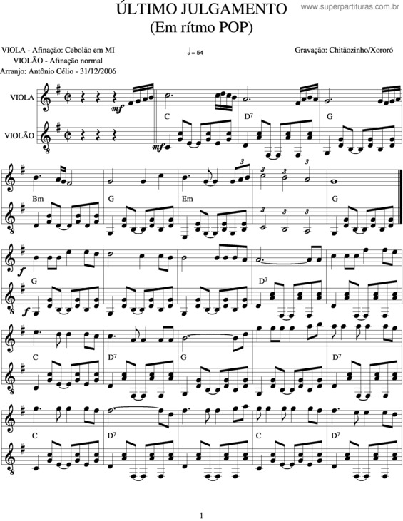 Partitura da música Último Julgamento v.3