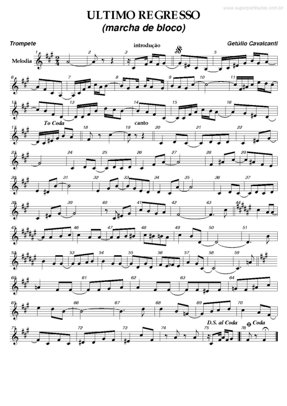 Partitura da música Último Regresso