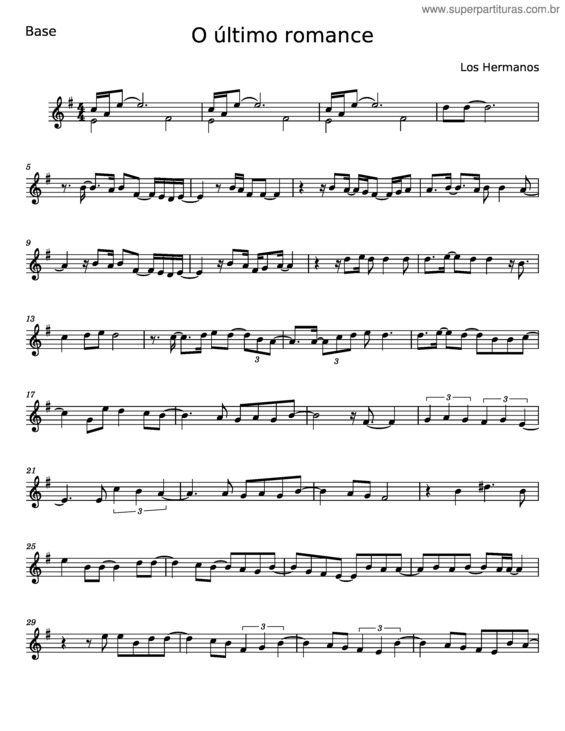 Partitura da música Último Romance – Los Hermanos