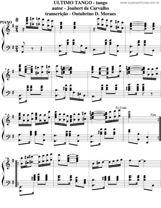 Partitura da música Ultimo Tango