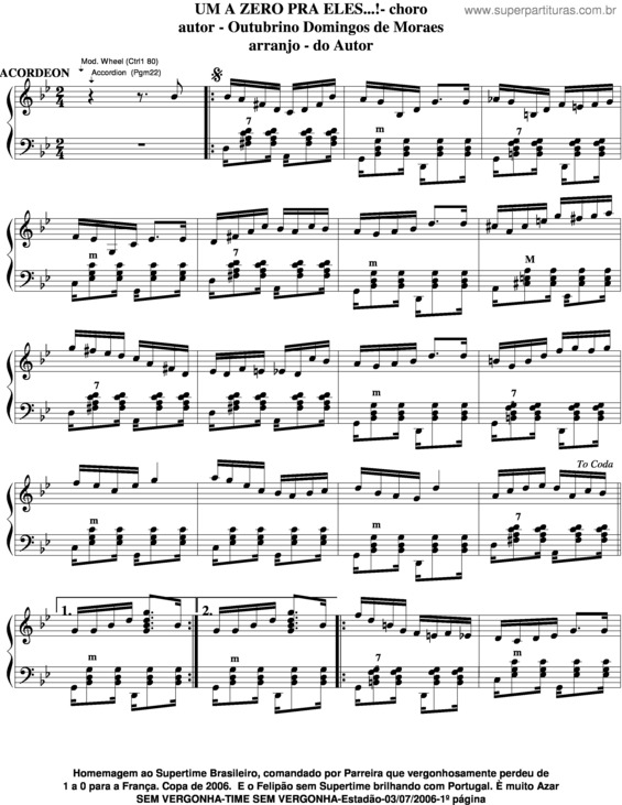 Partitura da música Um A Zero Pra Eles v.3