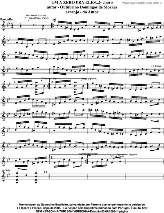 Partitura da música Um A Zero Pra Eles v.4