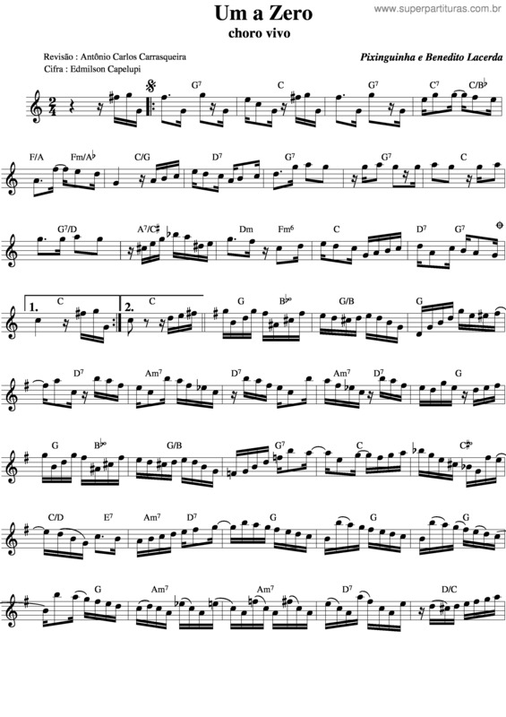 Partitura da música Um A Zero v.2