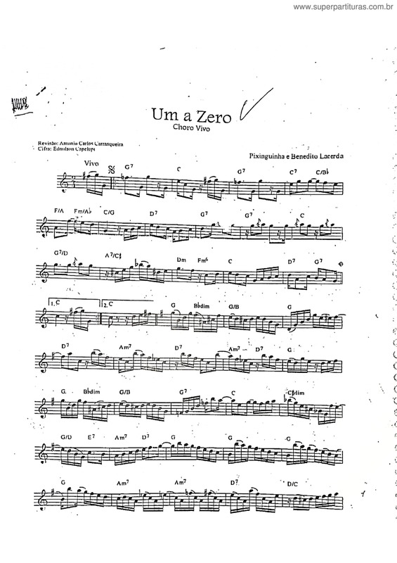 Partitura da música Um A Zero v.9