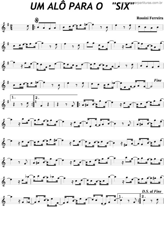 Partitura da música Um Alô Para O Six