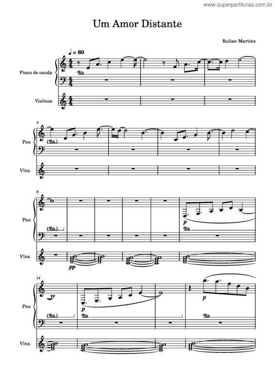 Partitura da música Um Amor Distante