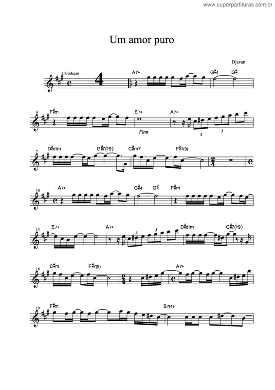 Partitura da música Um Amor Puro v.4