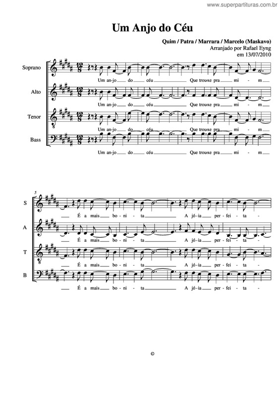 Partitura da música Um Anjo Do Céu