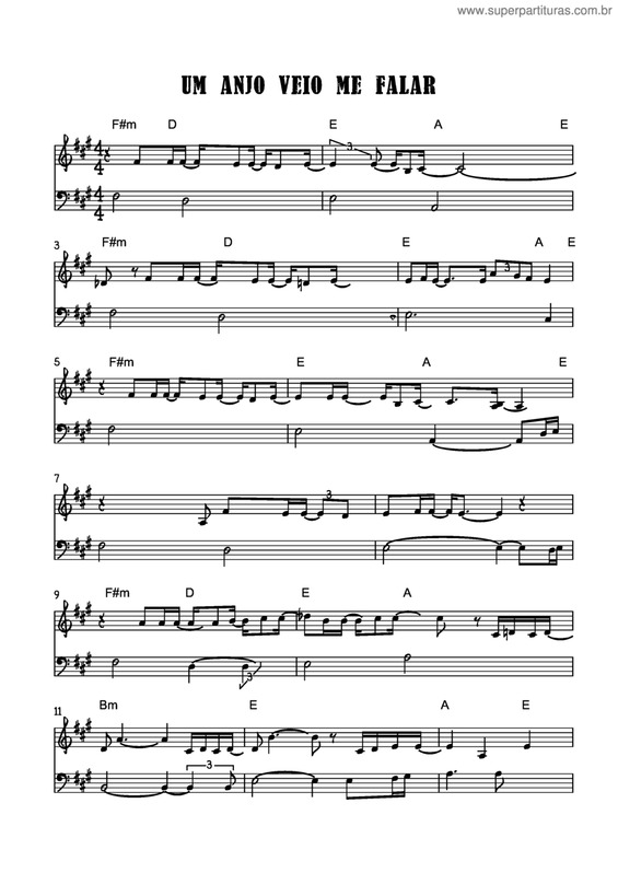 Partitura da música Um Anjo Veio Me Falar