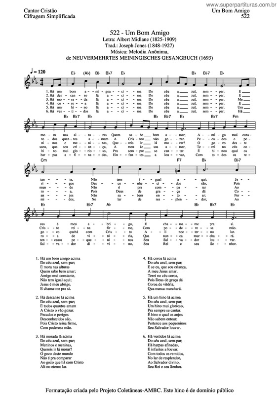 Partitura da música Um Bom Amigo v.2