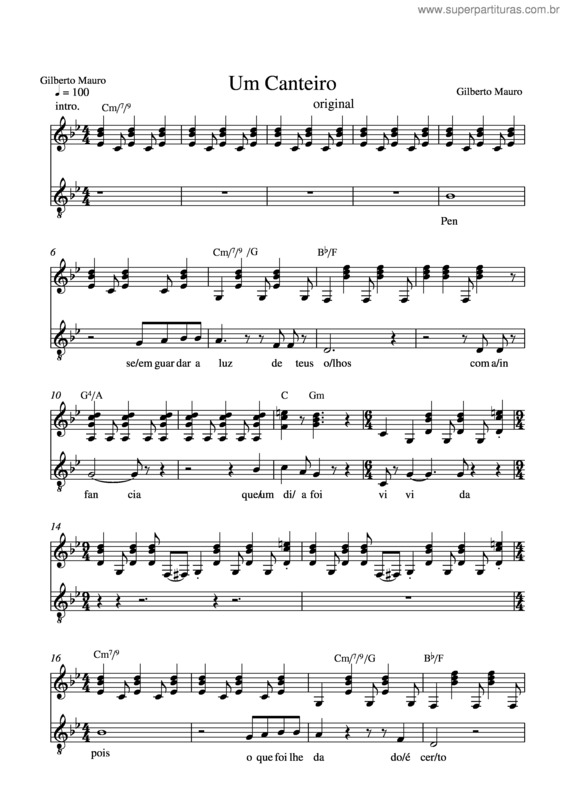 Partitura da música Um canteiro