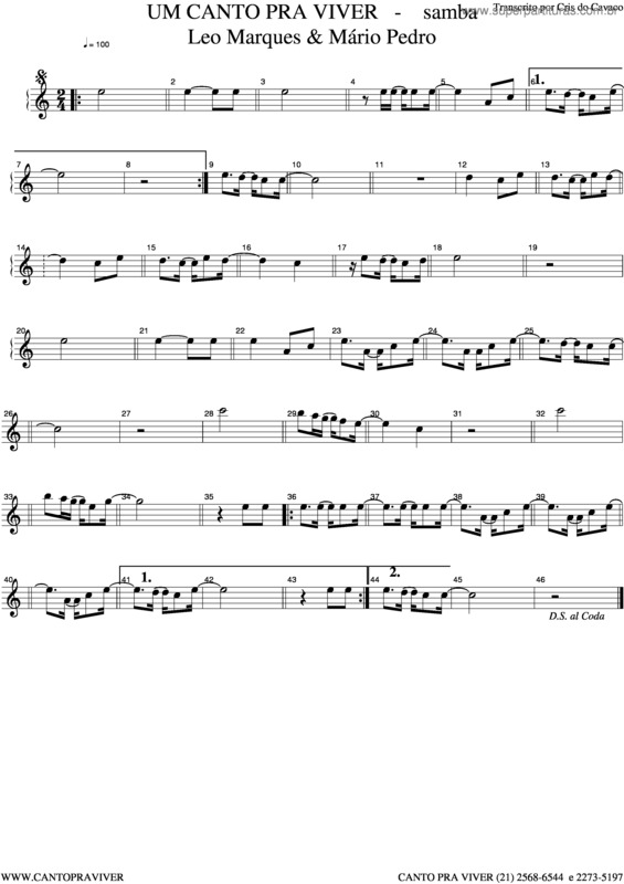 Partitura da música Um Canto Pra Viver