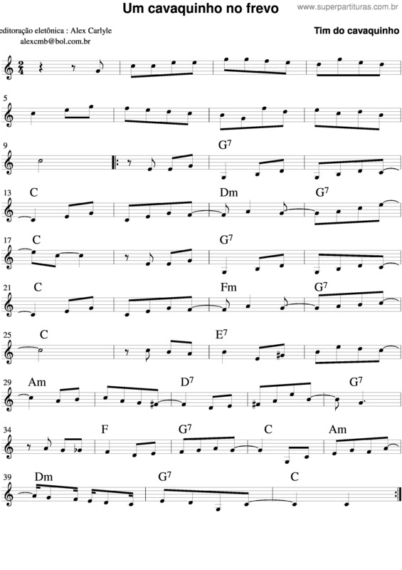 Partitura da música Um Cavaquinho No Frevo