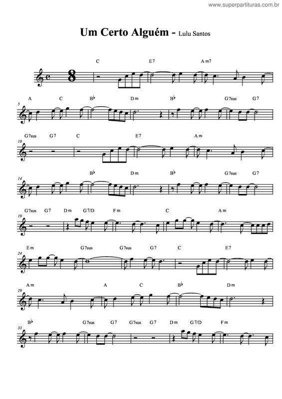 Partitura da música Um Certo Alguém