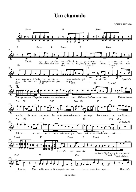 Partitura da música Um Chamado v.2