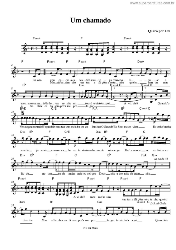 Partitura da música Um Chamado v.3