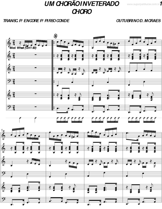 Partitura da música Um Chorão Inveterado