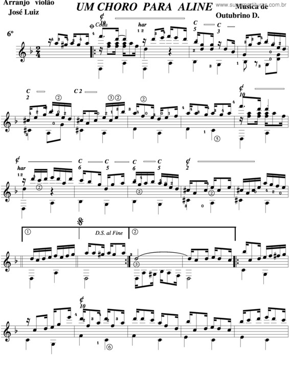 Partitura da música Um Chorinho Para Aline v.2