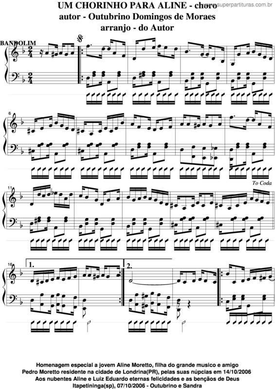 Partitura da música Um Chorinho Para Aline v.7