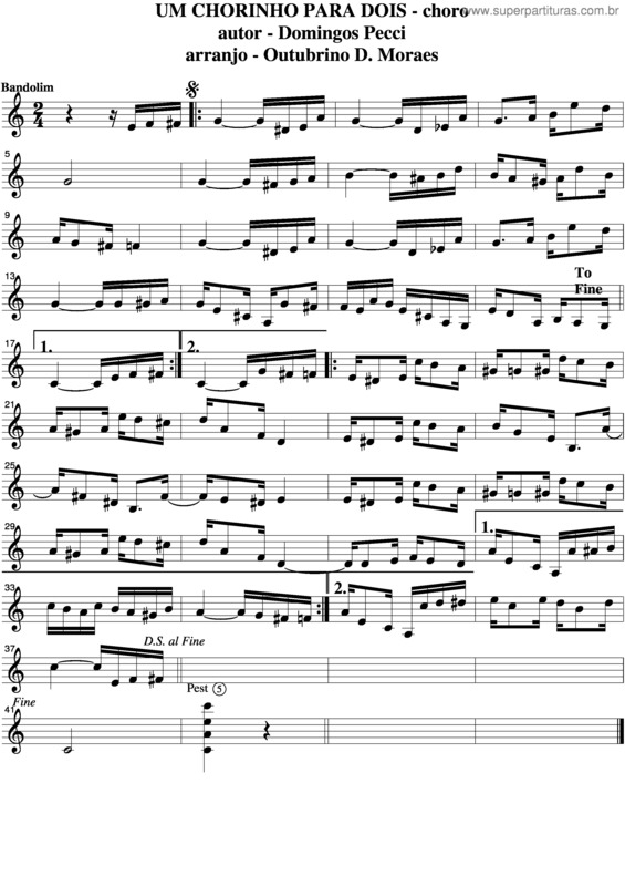 Partitura da música Um Chorinho Para Dois