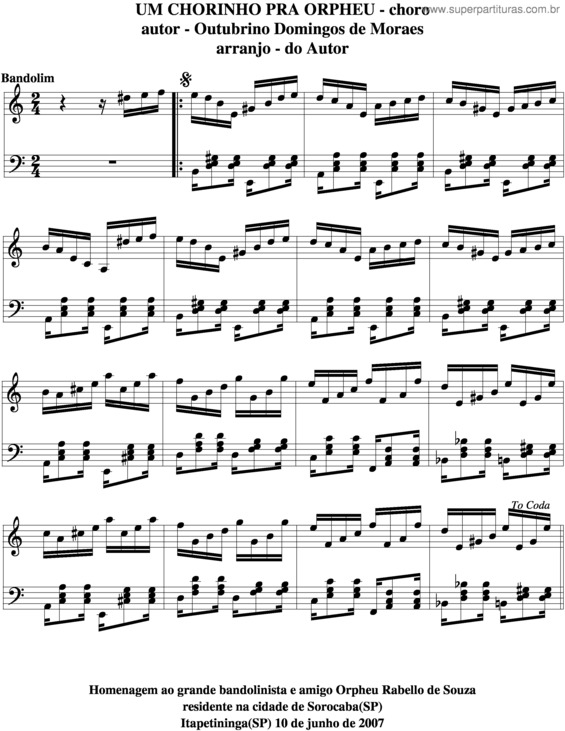 Partitura da música Um Chorinho Pra Orpheu v.4