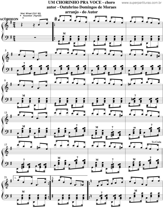 Partitura da música Um Chorinho Pra Você v.6